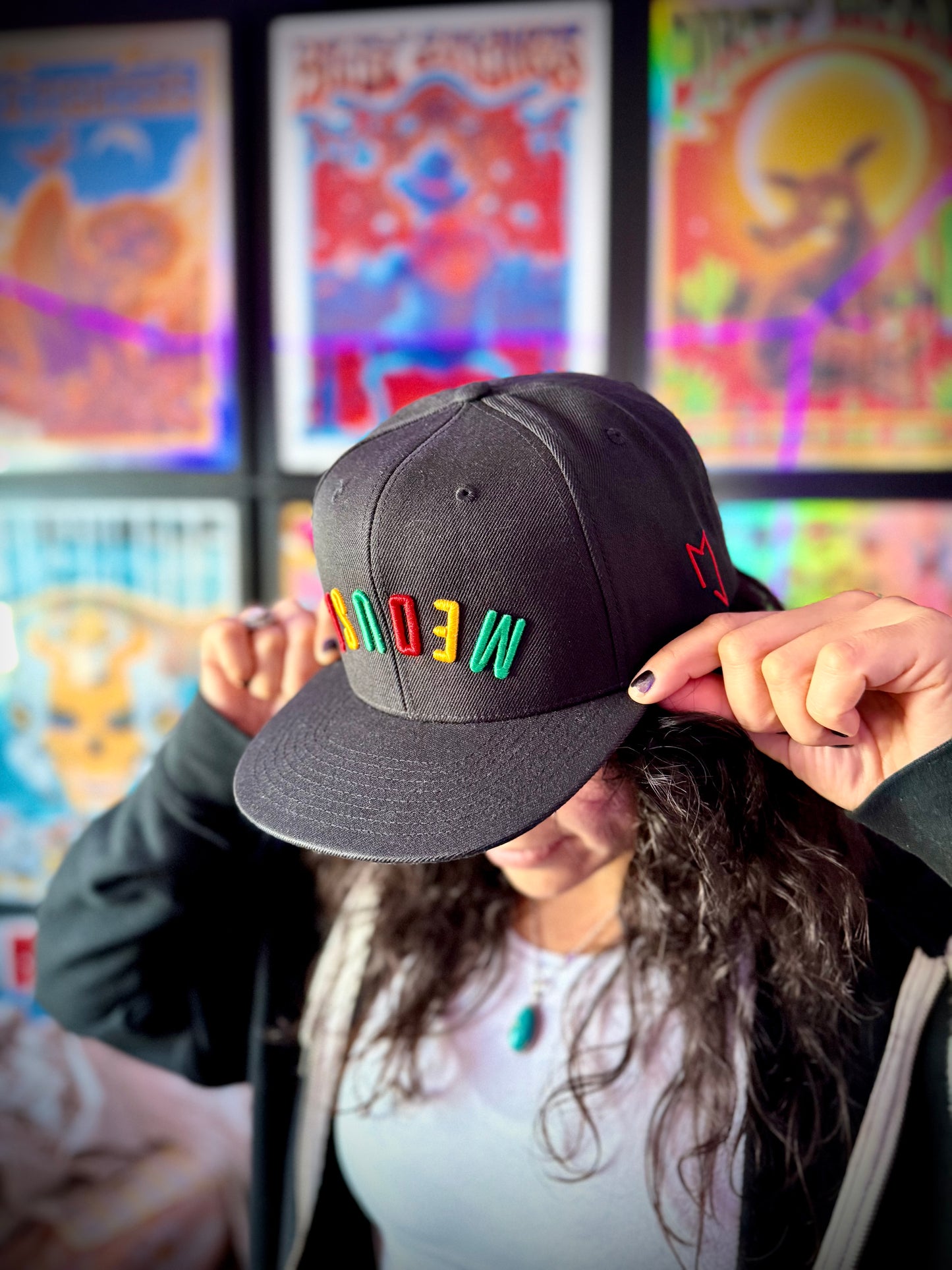 Red, Gold, Green Medusa flat bill hat