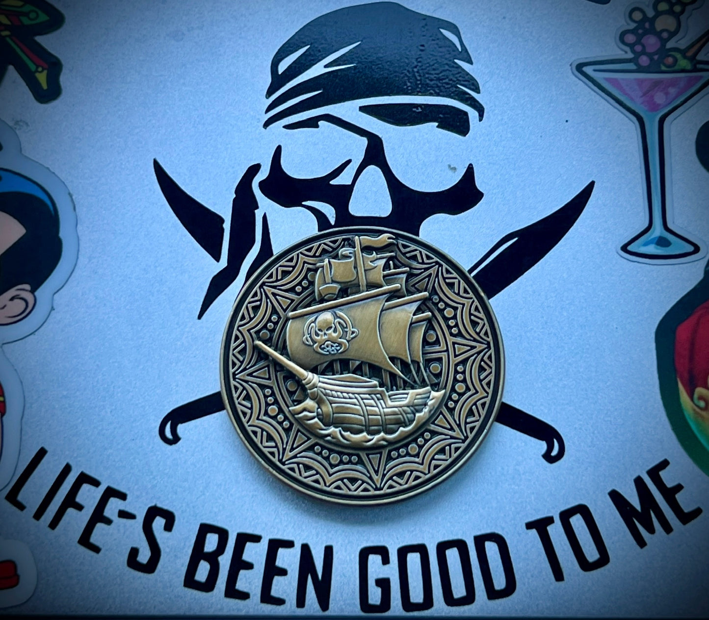 Antiqued Gold NEVER SAY DIE coin