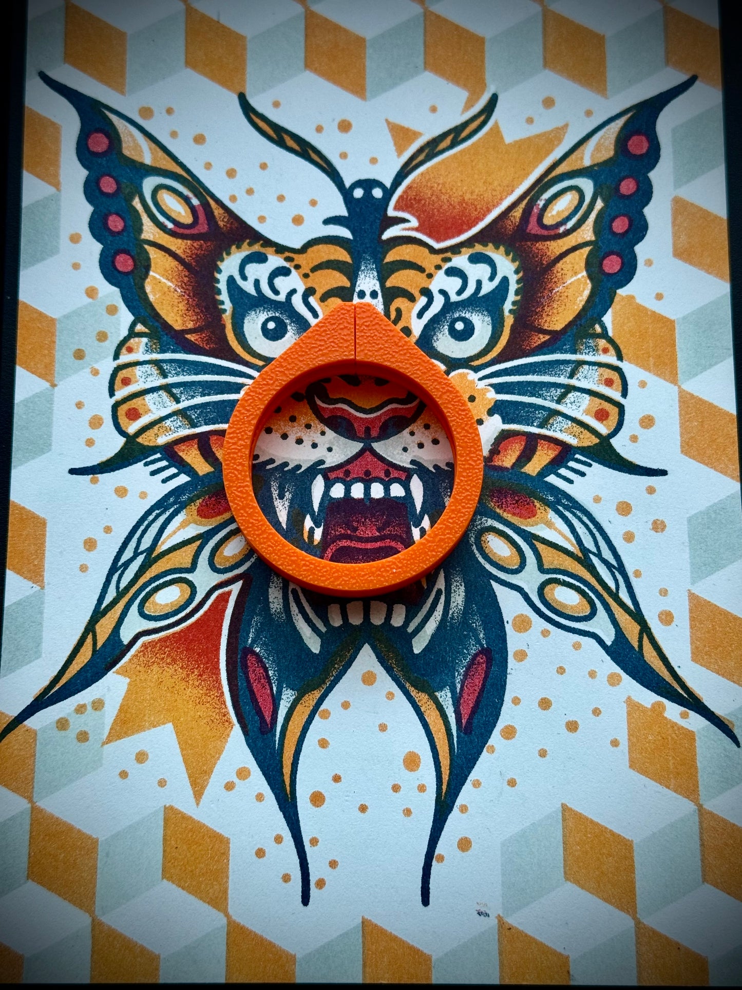 Zig zag Orange- 37mm coin holder