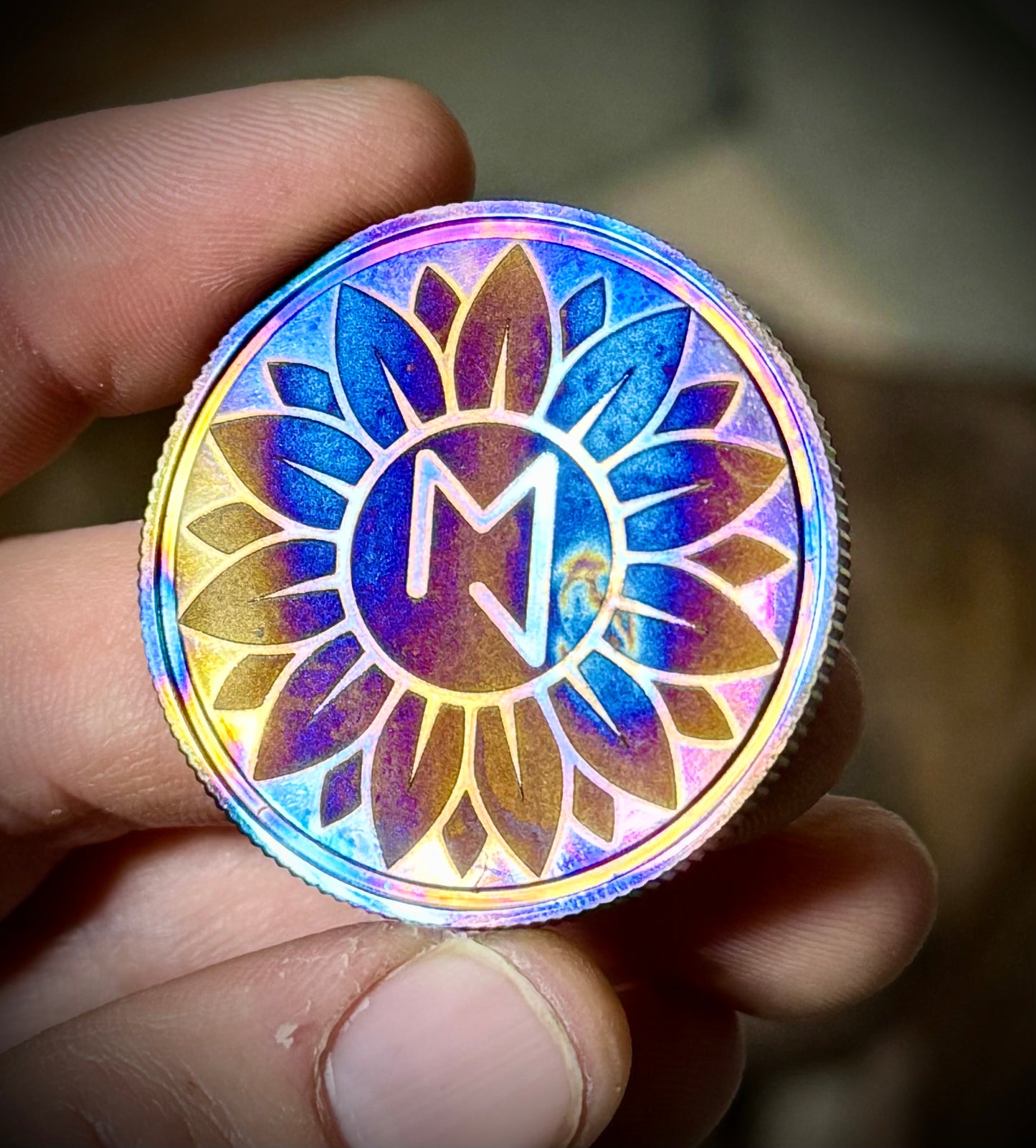 1/1 Still Standing, Still KING- flame painted titanium coin