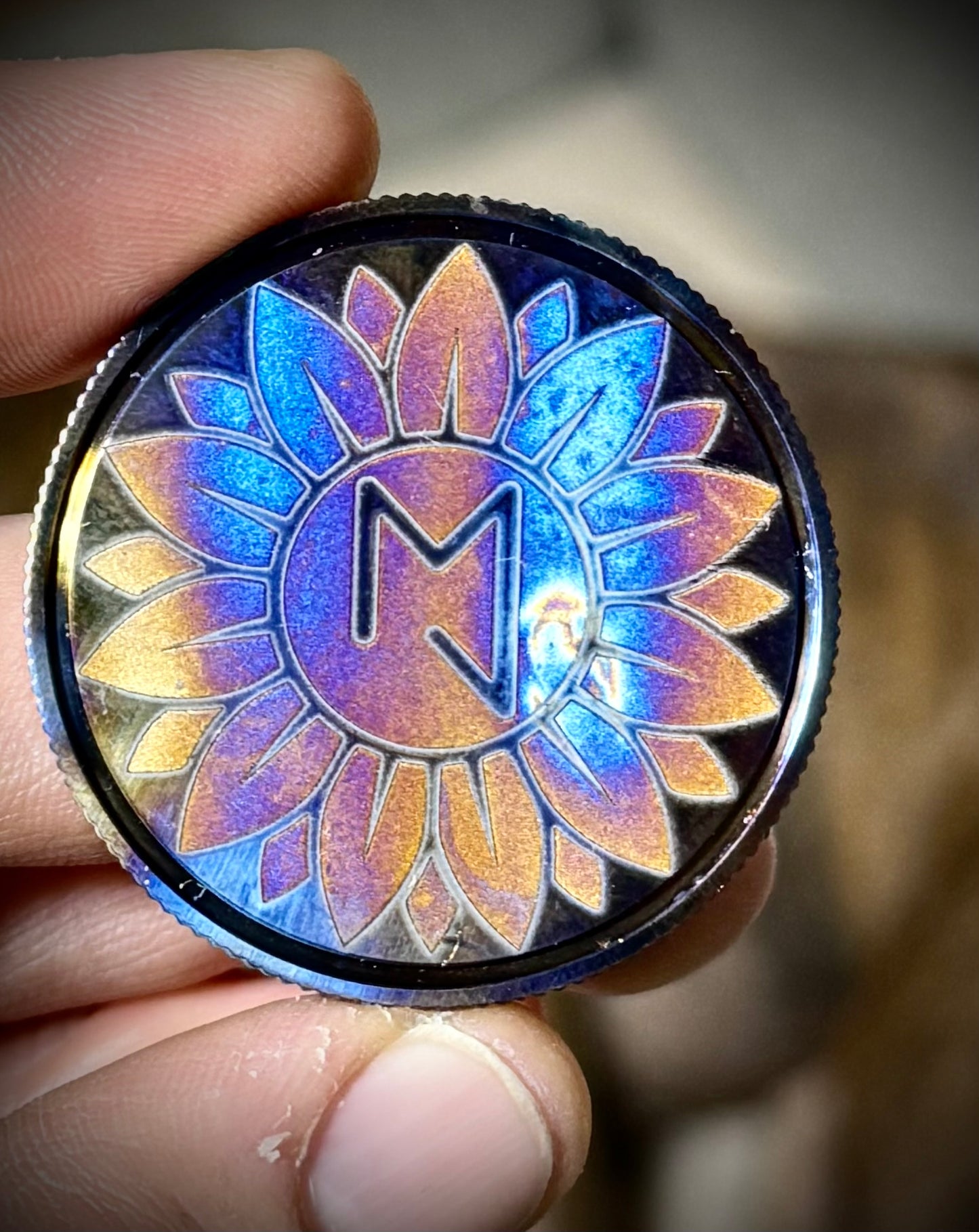 1/1 Still Standing, Still KING- flame painted titanium coin