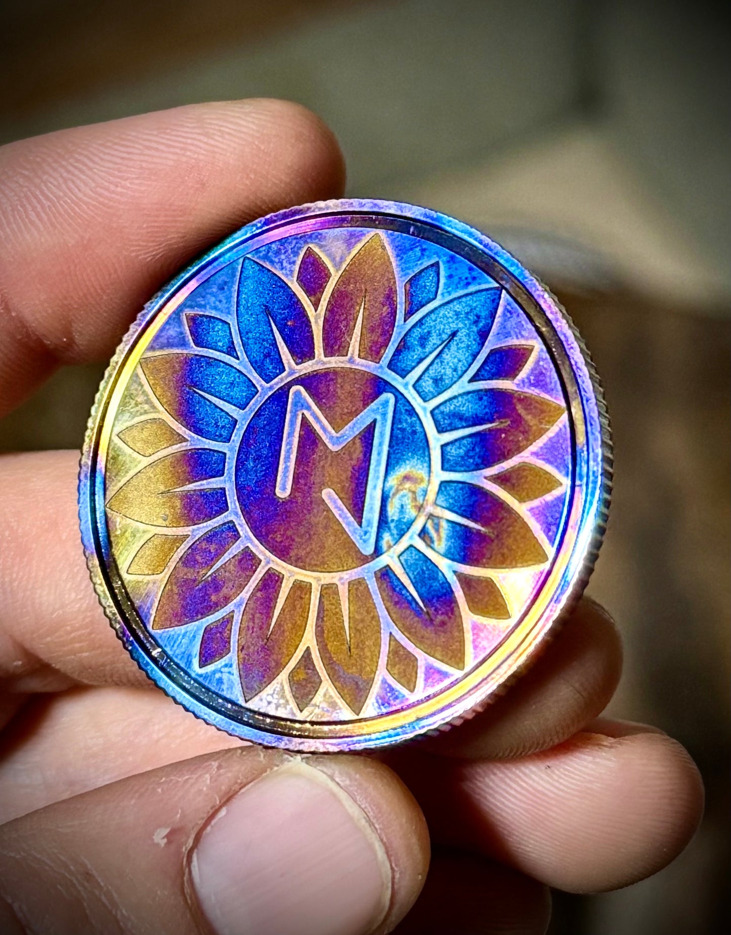 1/1 Still Standing, Still KING- flame painted titanium coin