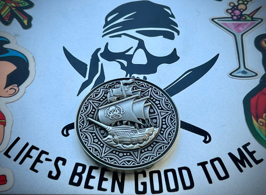 Antiqued Silver NEVER SAY DIE coin